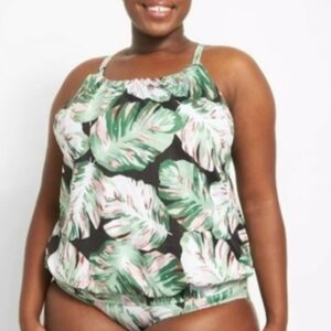 Cacique Tropical Leaf Print Bikini Set